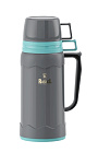 Термос 1800мл, стекл. колба, серый/голубой Rashel (12)